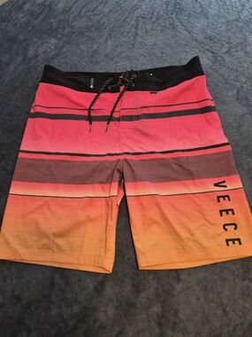 Veece Gradient Pink to Orange Men’s Swim Trunks (32)